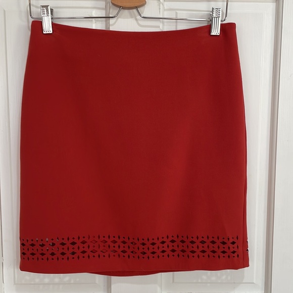 Banana Republic || Mini Skirt with Laser Cut Hem; Burnt Orange; Size 4 - Picture 3 of 12